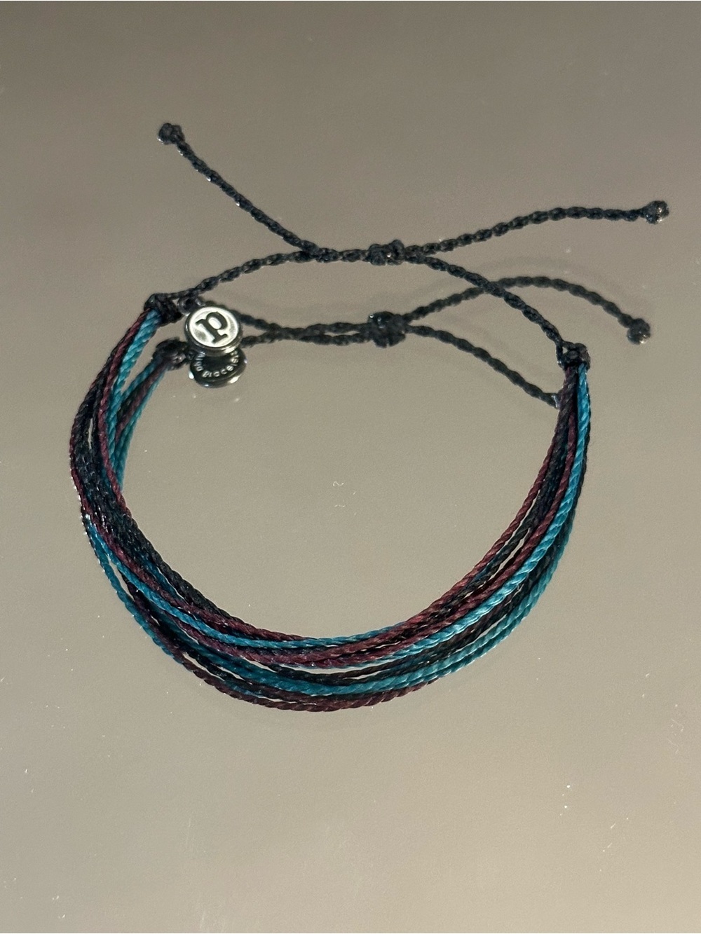 Pura Vida. Braided Teal and Burgundy Multistrand Bracelet